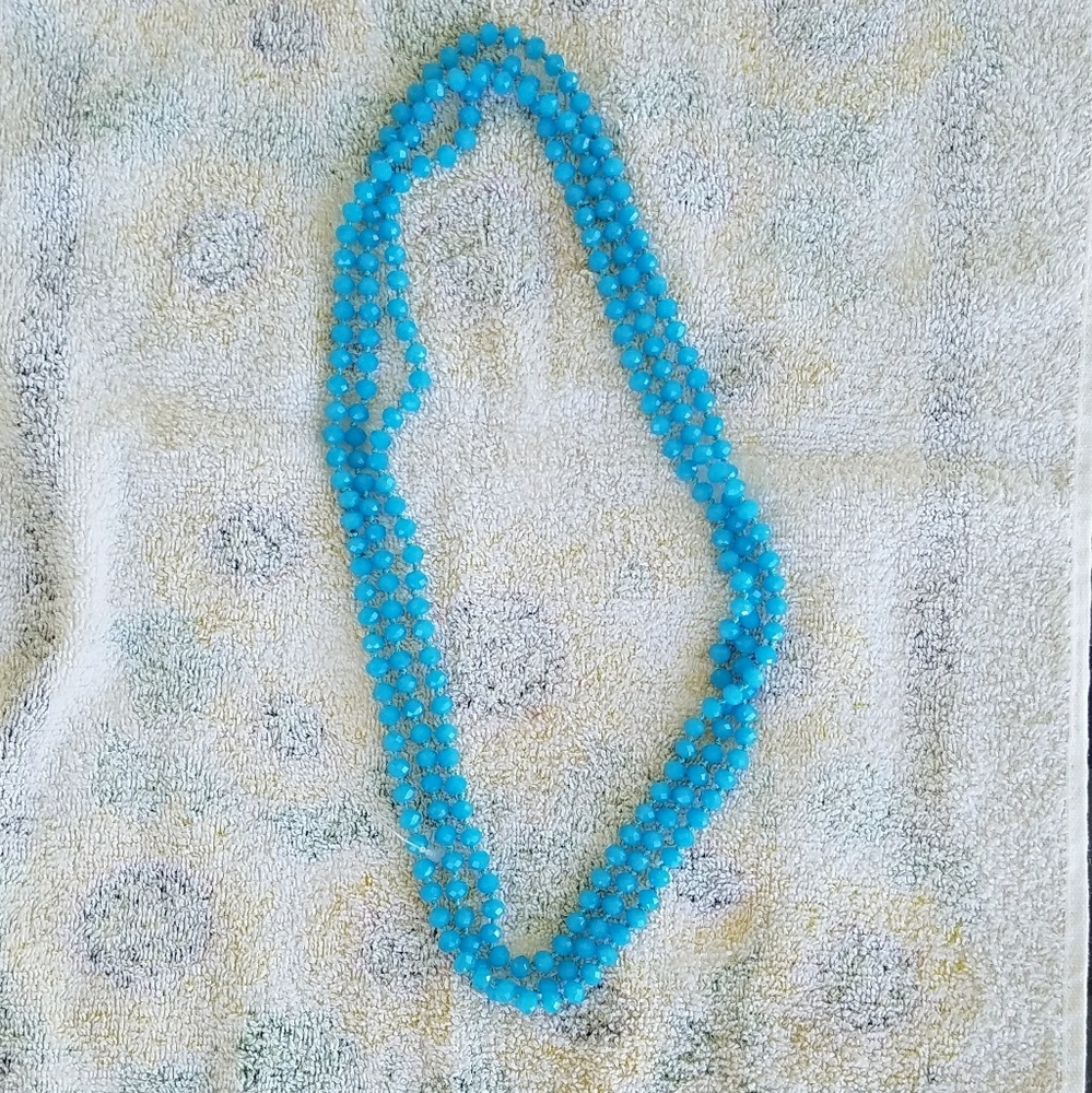 80" Light Blue Bead Necklace